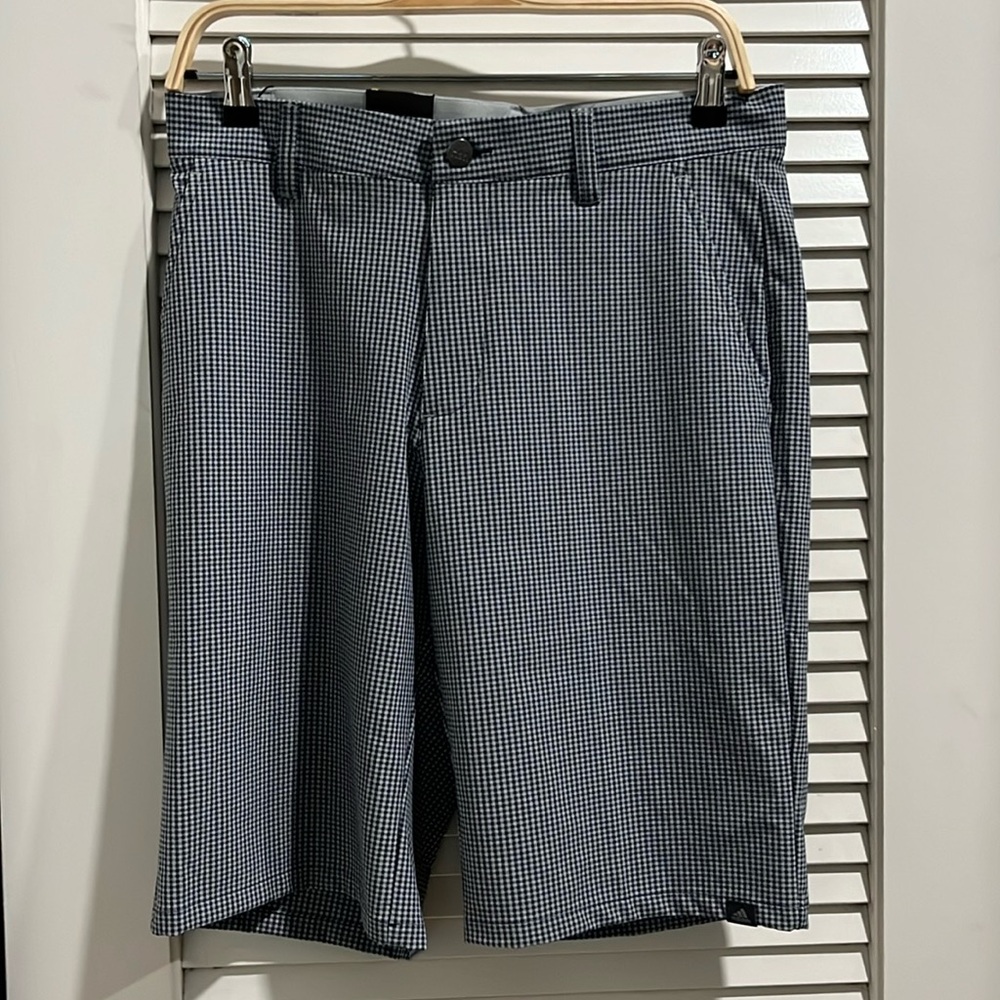 NWT Adidas Ultimate 365 gingham navy and gray men’s golf short sz 30”